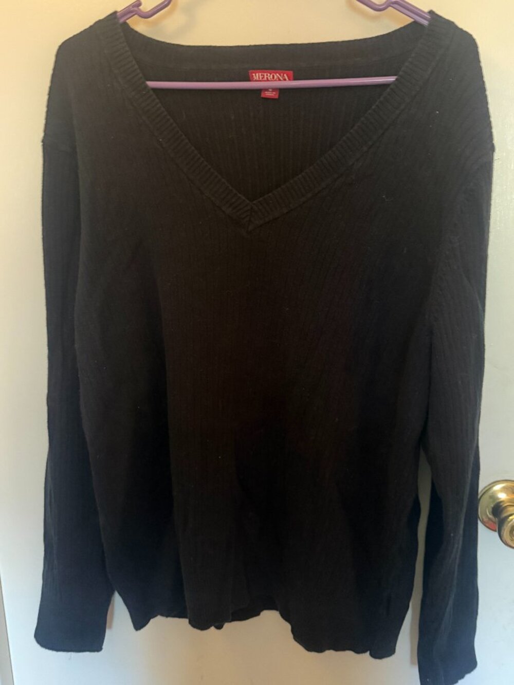 Merona Black V Neck Long Sleeve Sweater W 4X Minimalist Plus Size